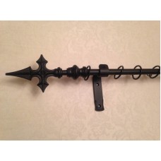 Solid Iron Curtain Pole Set With Church Cross Ends 